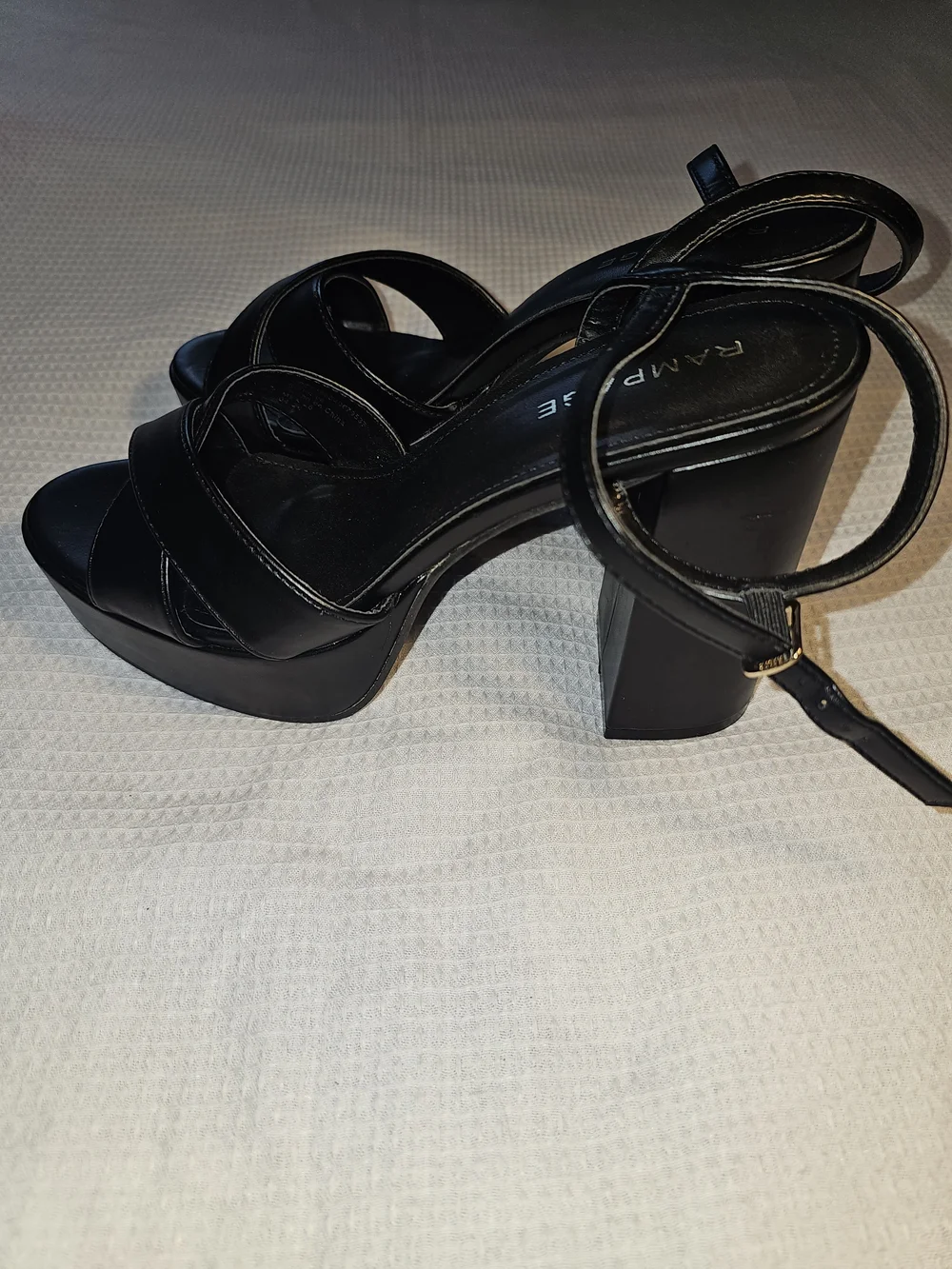 Rampage Black Leather-Look Platform Block Heels